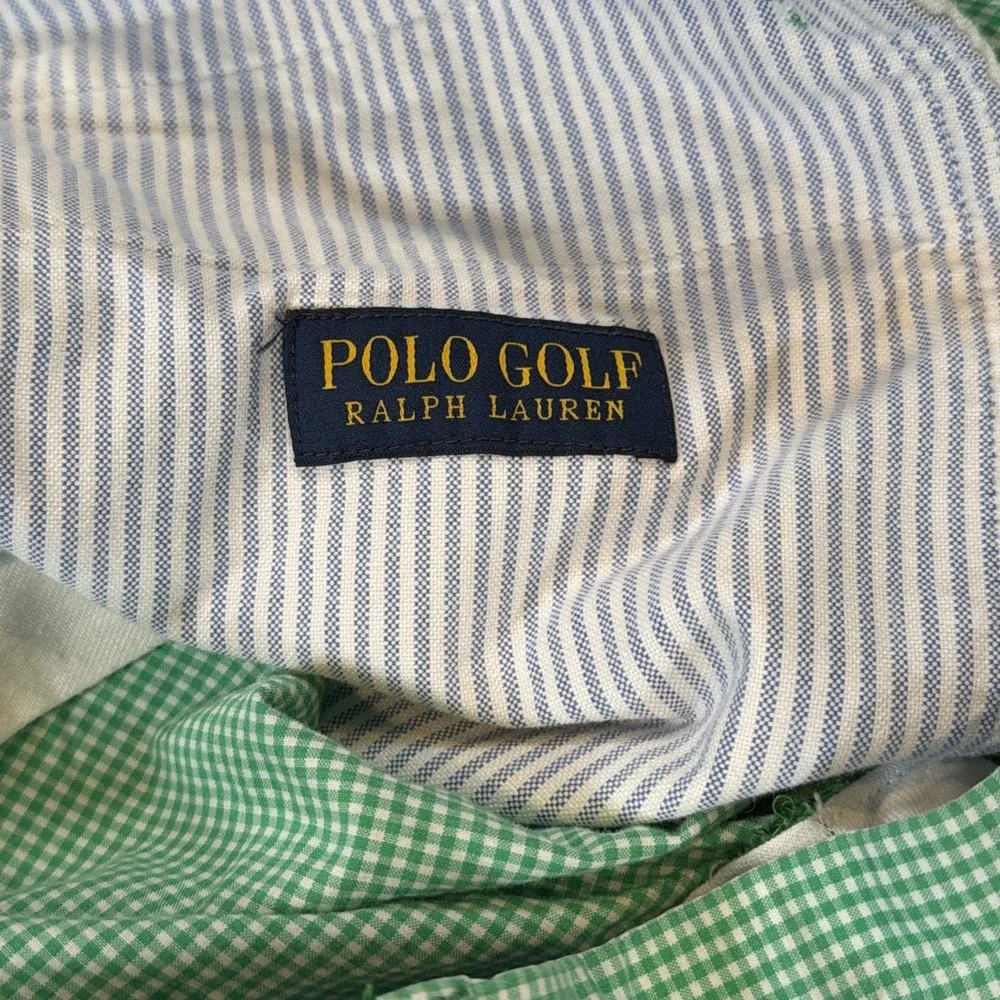 Polo Ralph Lauren Golf Shorts Mens 36 Green Gingham Check Cotton Preppy 10
